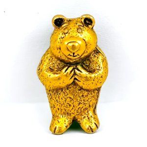 Vintage Gold Tone Textured Bear Tac Pin/Lapel Pin - Signed MJ